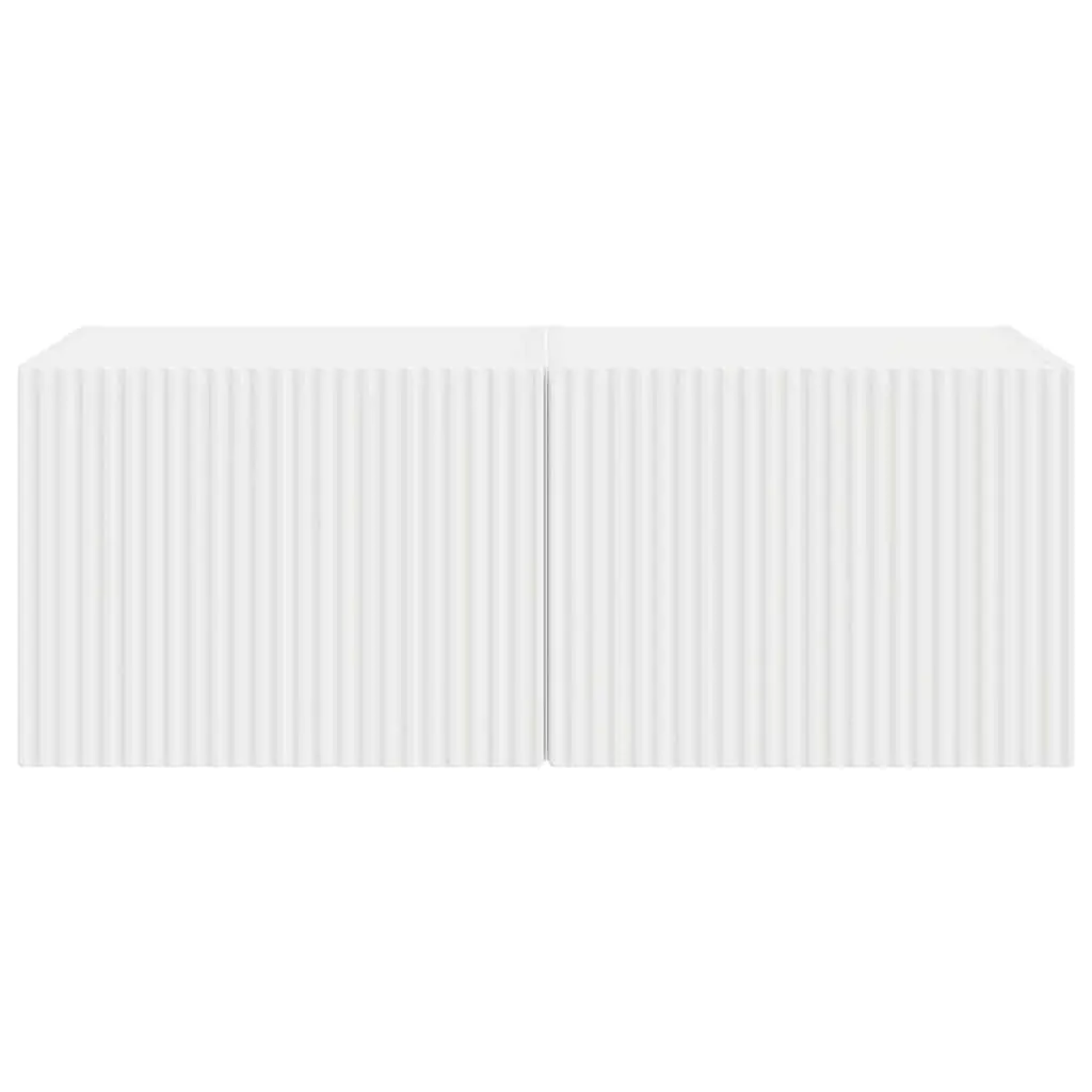 White Modern TV Wall Cabinet 2-Piece Set for Living Rooms