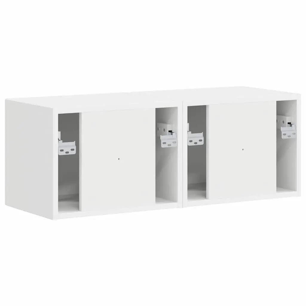 White Modern TV Wall Cabinet 2-Piece Set for Living Rooms