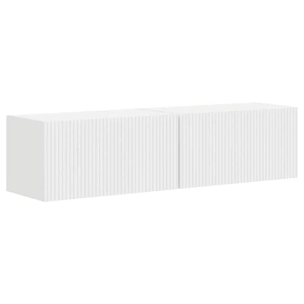 White TV Wall Cabinet 2-Piece Storage Unit