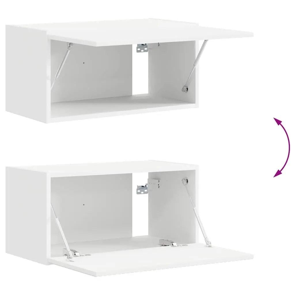 White TV Wall Cabinet 2-Piece Storage Unit