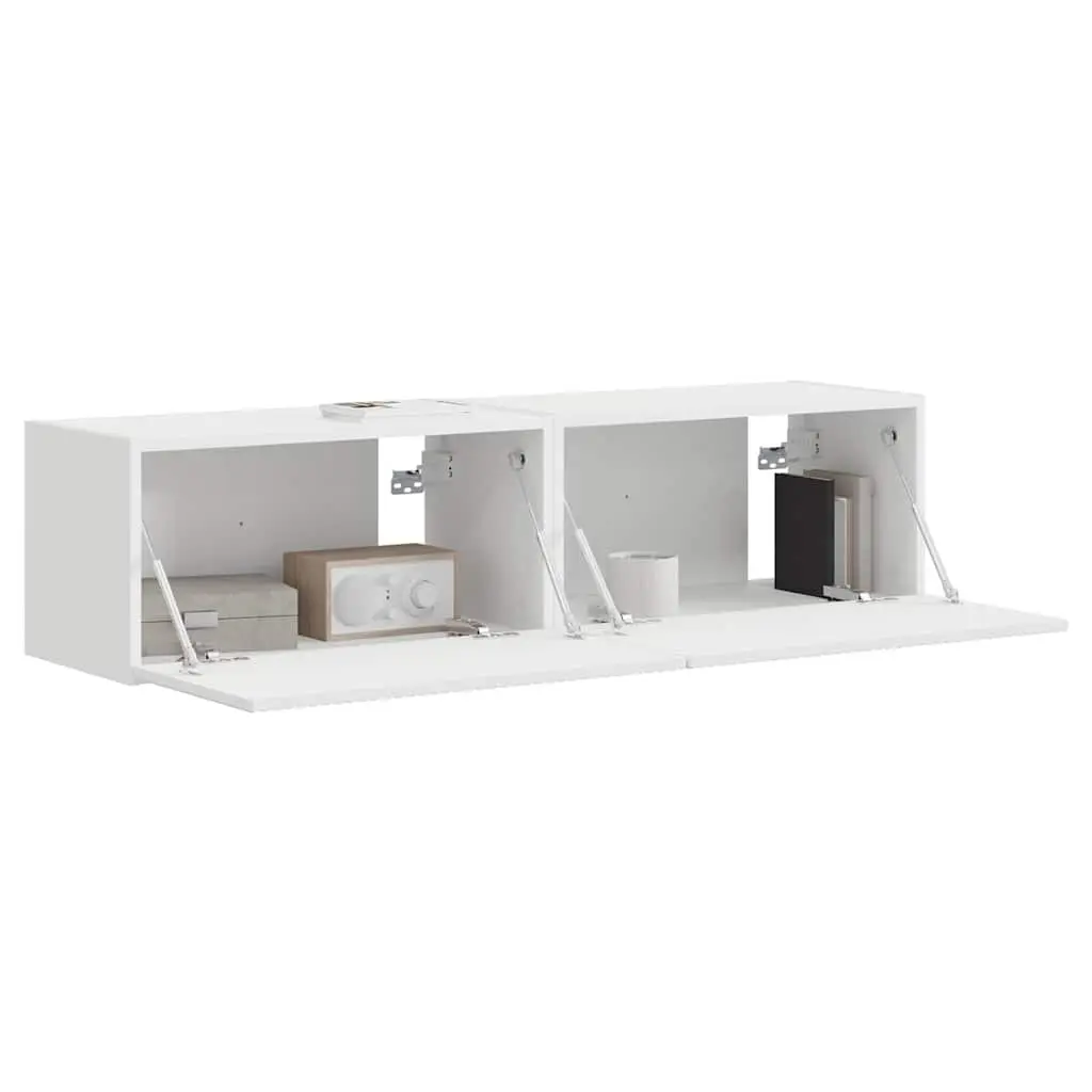 White TV Wall Cabinet 2-Piece Storage Unit