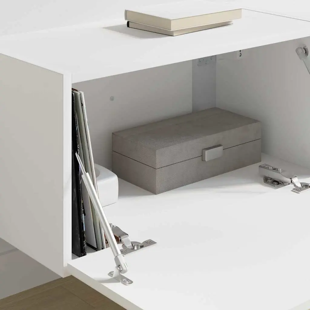 White TV Wall Cabinet 2-Piece Storage Unit