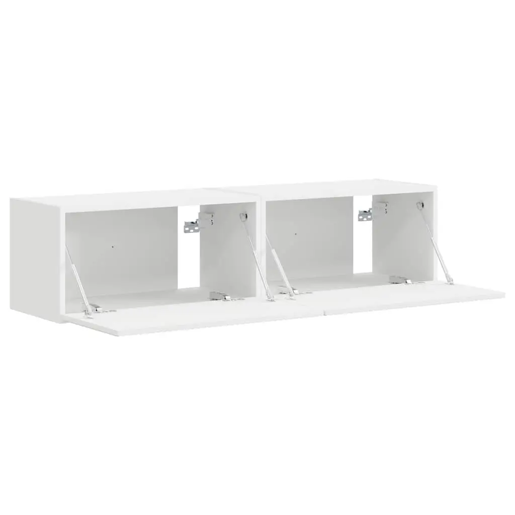White TV Wall Cabinet 2-Piece Storage Unit