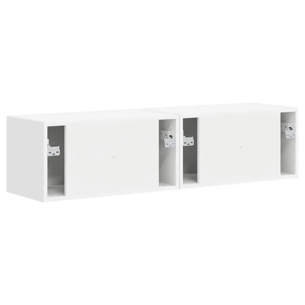 White TV Wall Cabinet 2-Piece Storage Unit