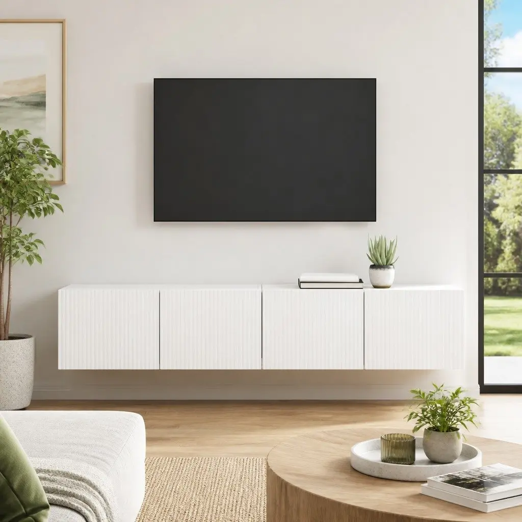 TV Wall Cabinet White Modern 78.5 x 31 x 29.5 cm Engineered Wood 2 Pieces