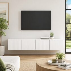 White Modern TV Wall Cabinet Set for Living Rooms