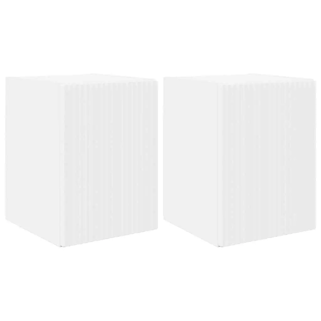 TV Wall Cabinet White 2 pcs Wall-Mounted Storage Unit Modern Living Room