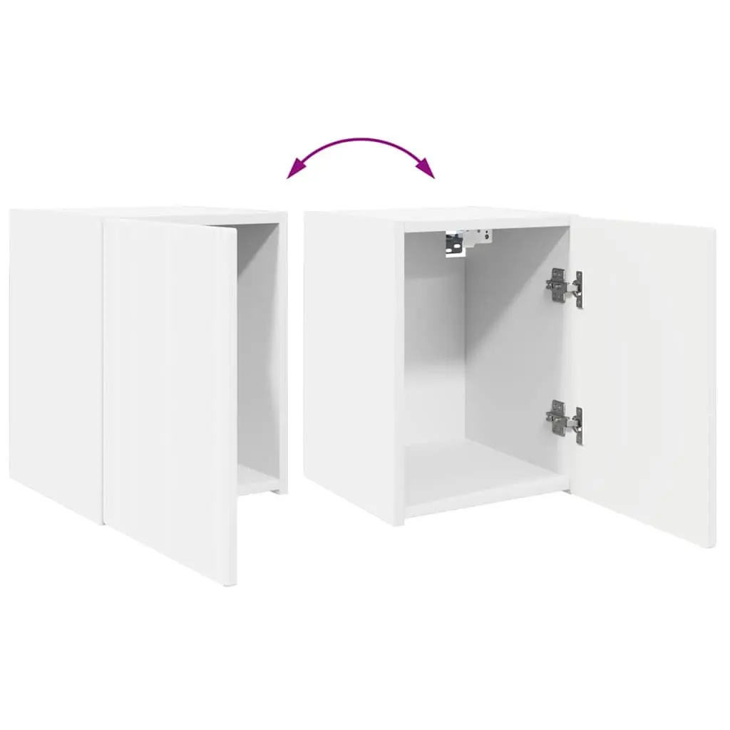 TV Wall Cabinet White 2 pcs Wall-Mounted Storage Unit Modern Living Room