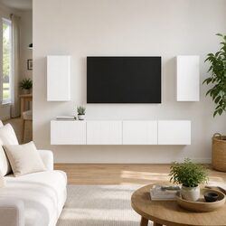 Modern White Wall-Mounted TV Cabinet for Organized Living