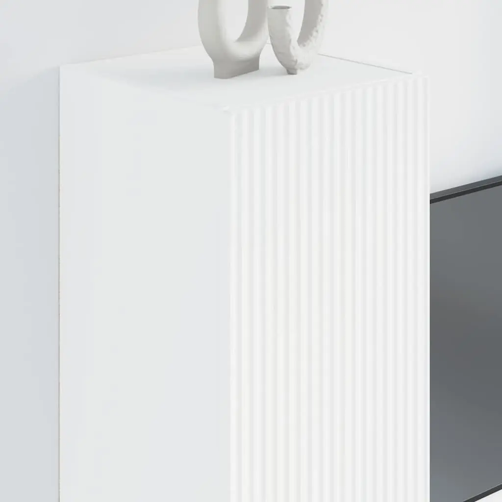 White Modern TV Wall Cabinet Set for Living Room