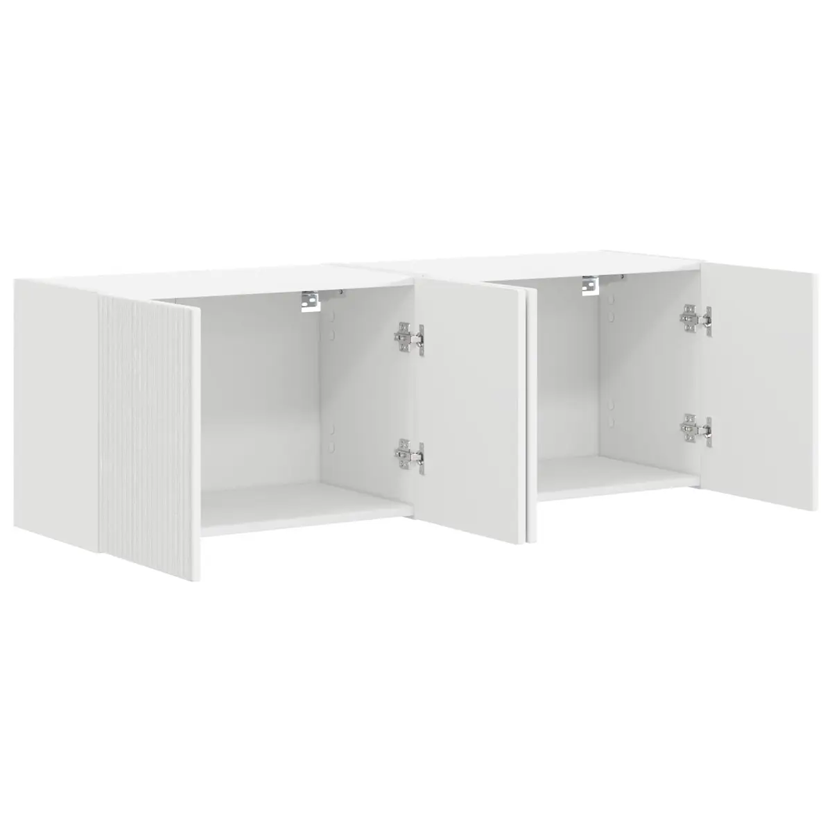 White TV Wall Cabinet 2 pcs Floating Wall Mounted Storage Unit Engineered Wood