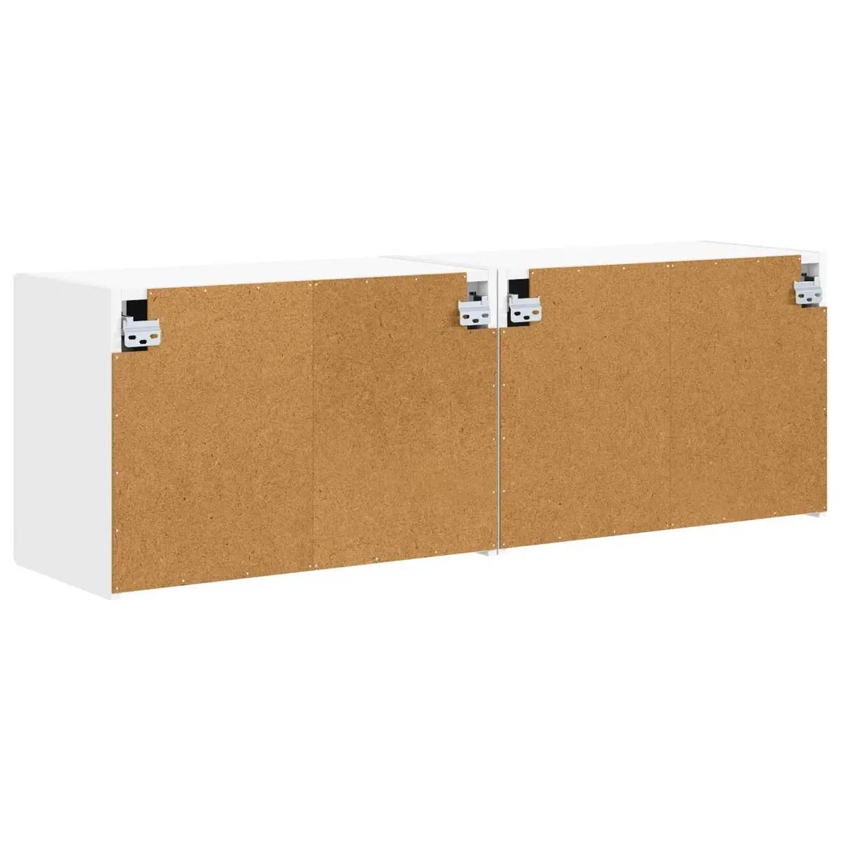 White TV Wall Cabinet 2 pcs Floating Wall Mounted Storage Unit Engineered Wood