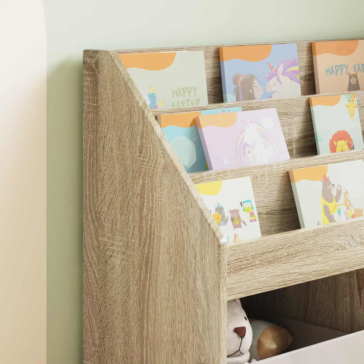Kids Bookshelf Storage Unit Open Shelves Brown Engineered Wood
