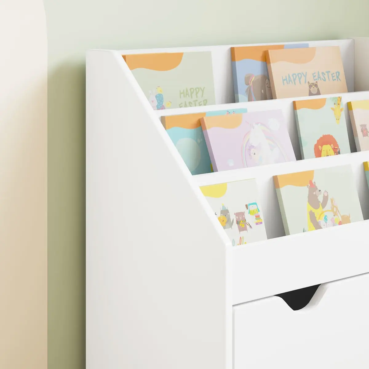 Kids Bookshelf White Free-standing Storage Cabinet Shelves Drawers 60 x 29.5 x 69 cm Engineered Wood