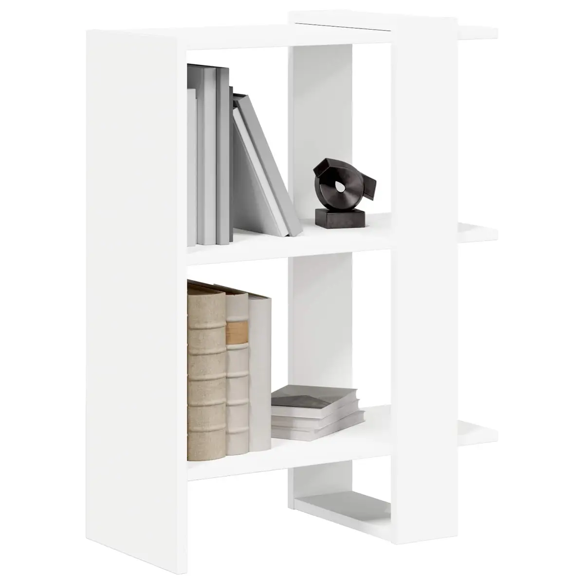 Bookshelf 2-Tier White 52 x 25 x 71.5 cm Engineered Wood Freestanding Storage Shelf