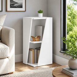Free-standing White Side Shelf, 33 x 32 x 70.5 cm