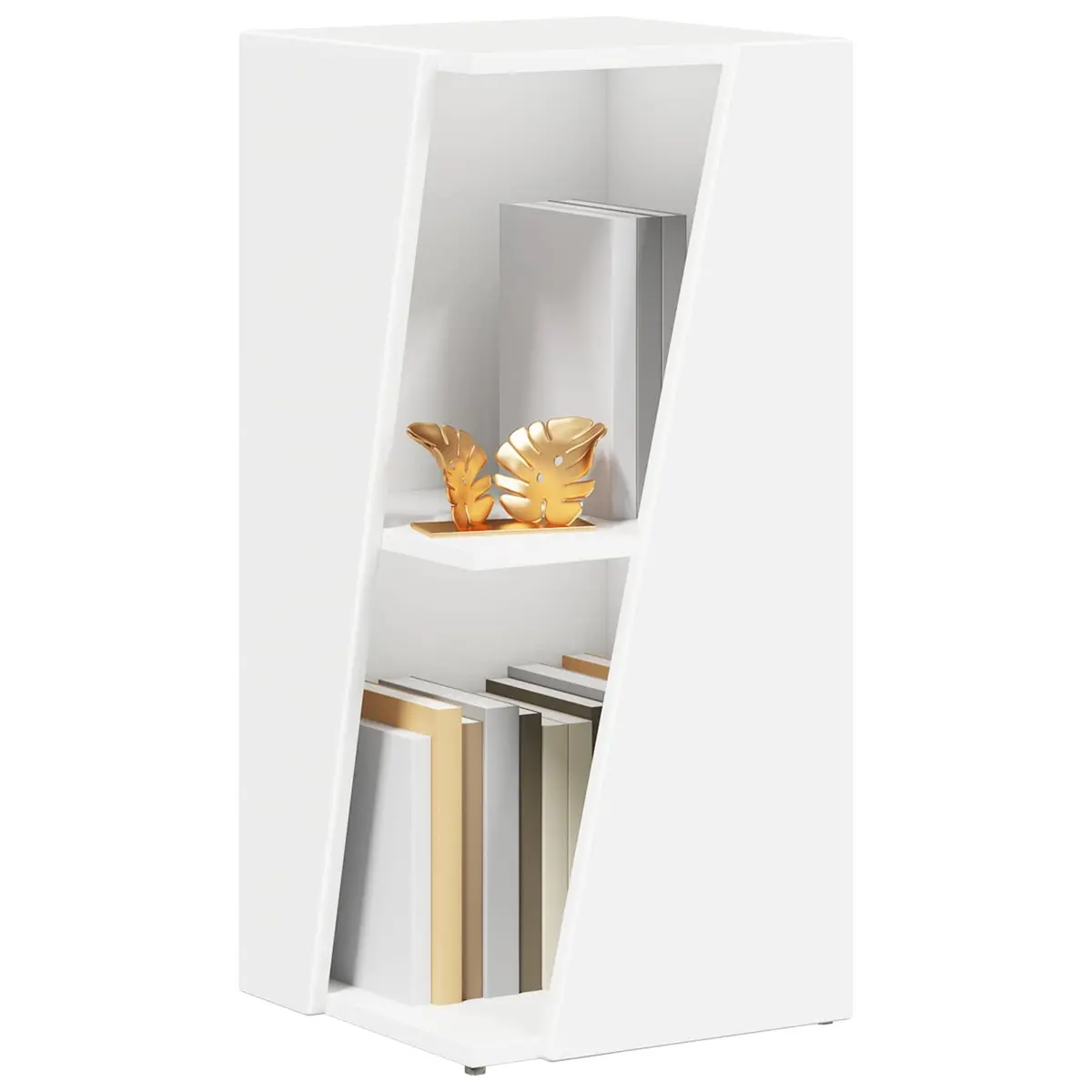 Free-standing White Side Shelf, 33 x 32 x 70.5 cm