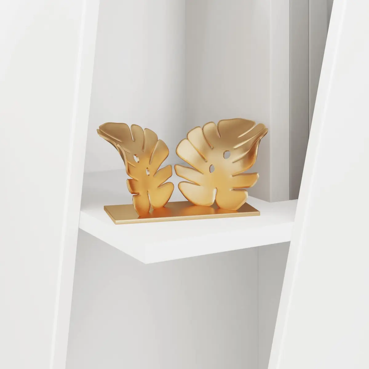 Free-standing White Side Shelf, 33 x 32 x 70.5 cm