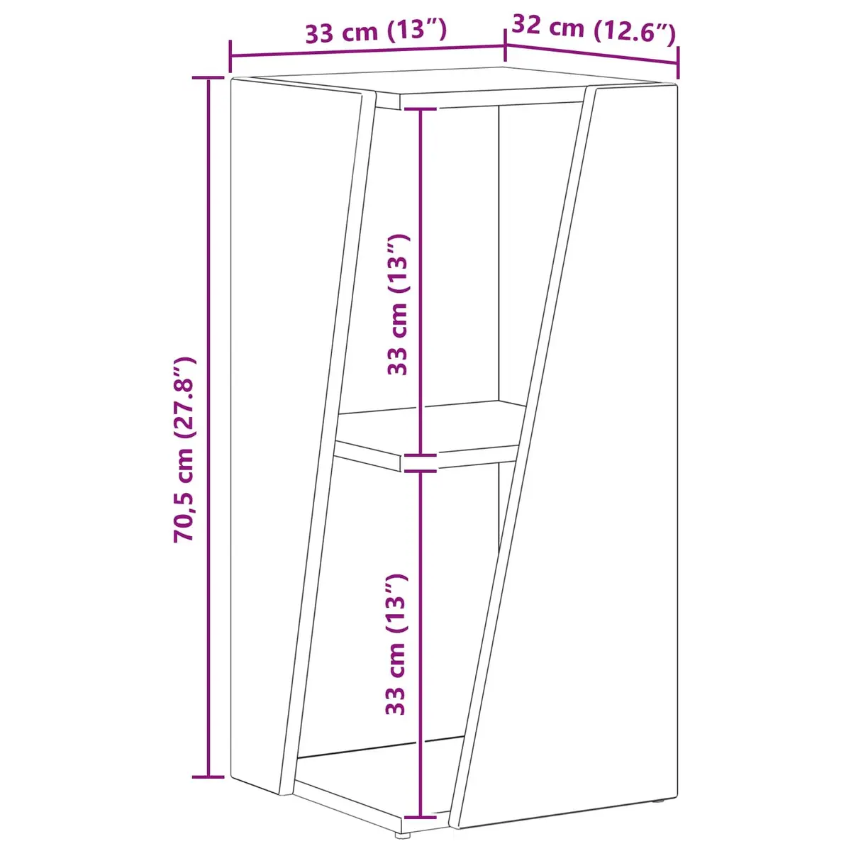 Side Shelf Standing Bookcase Storage Unit Brown Engineered Wood 33x32x70.5cm