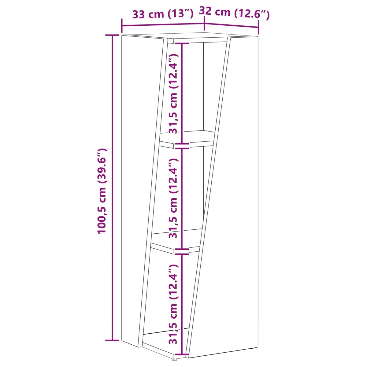 White Side Shelf Standing Bookcase Storage Display Unit Modern Design