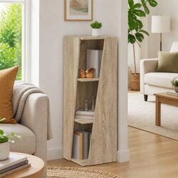 Brown Engineered Wood Side Shelf Bookcase 33 x 32 x 100.5