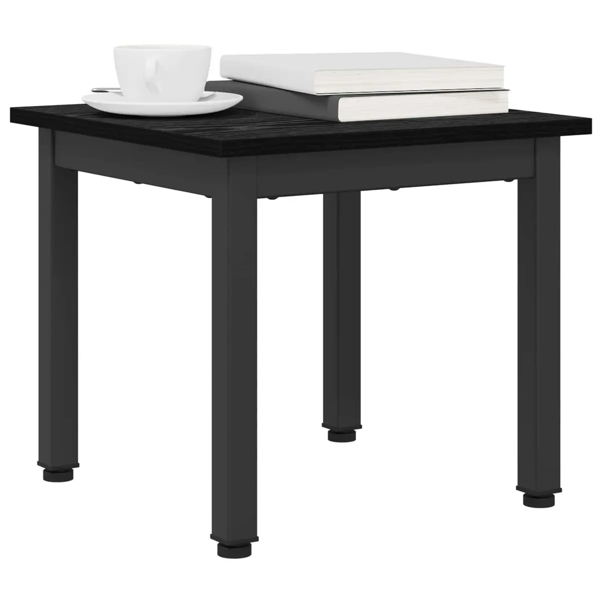 Coffee Table Black Modern Rectangular Engineered Wood Metal Legs
