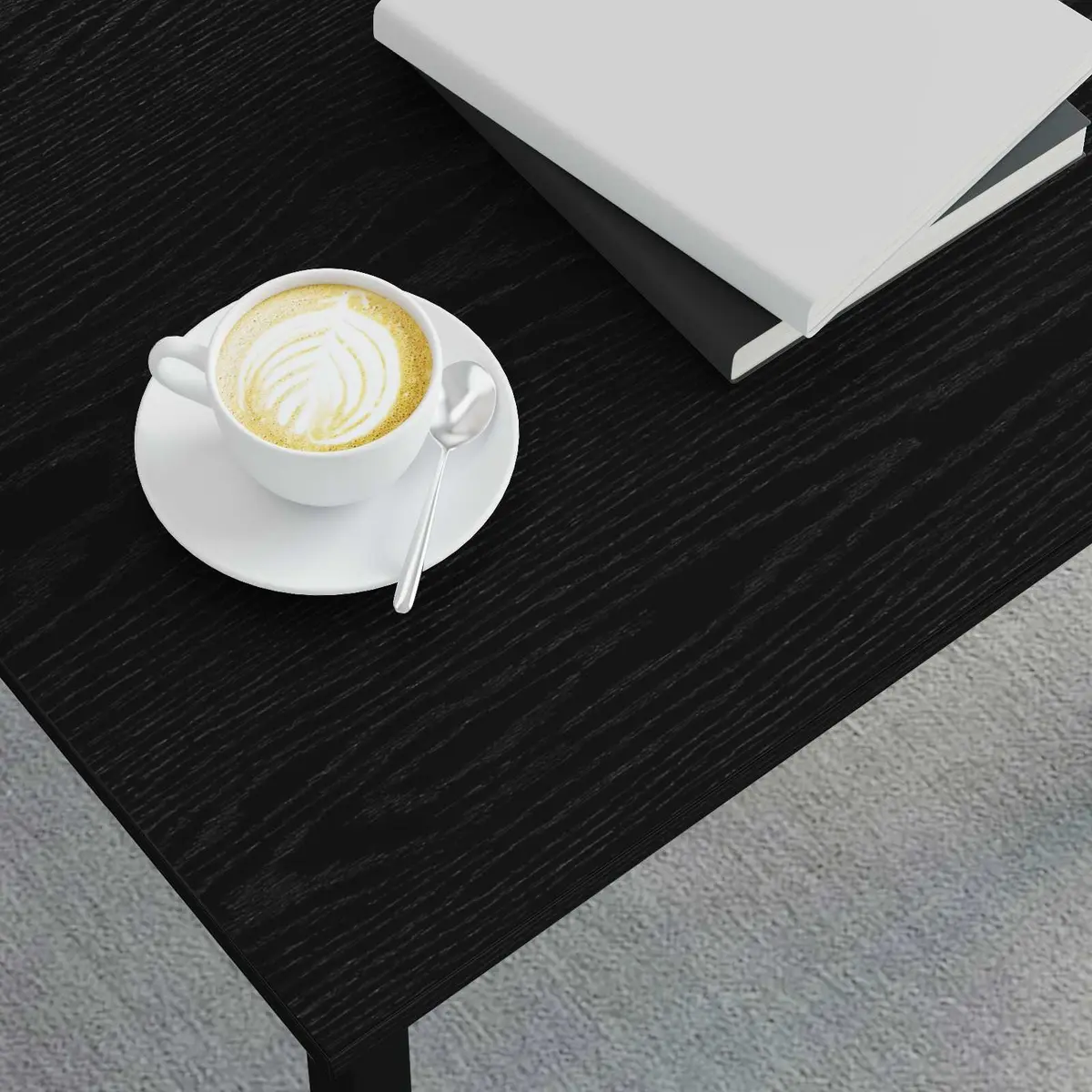 Coffee Table Black Rectangular Modern 60x30x36cm Engineered Wood and Metal