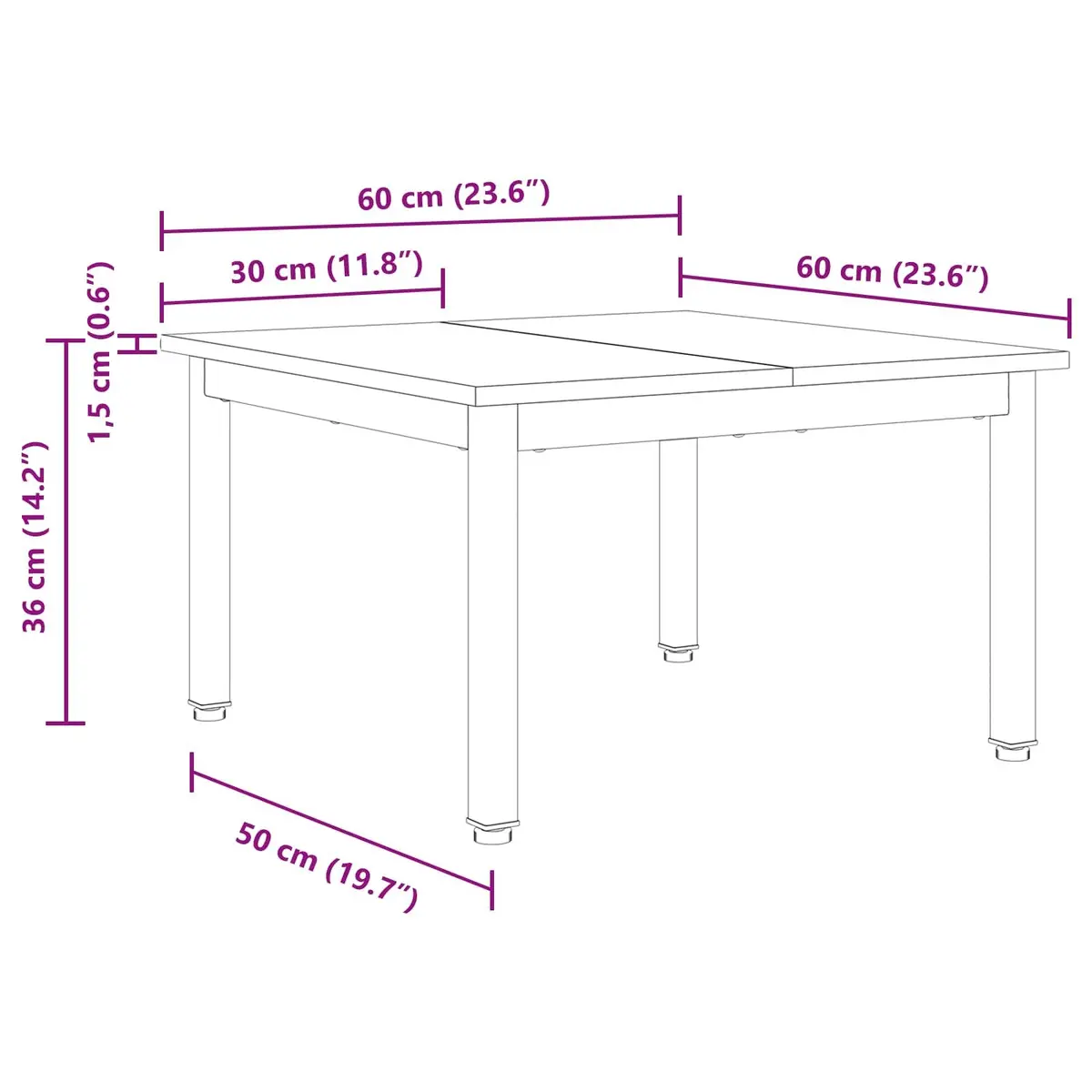 Coffee Table Black Rectangular Modern Engineered Wood with Metal Legs
