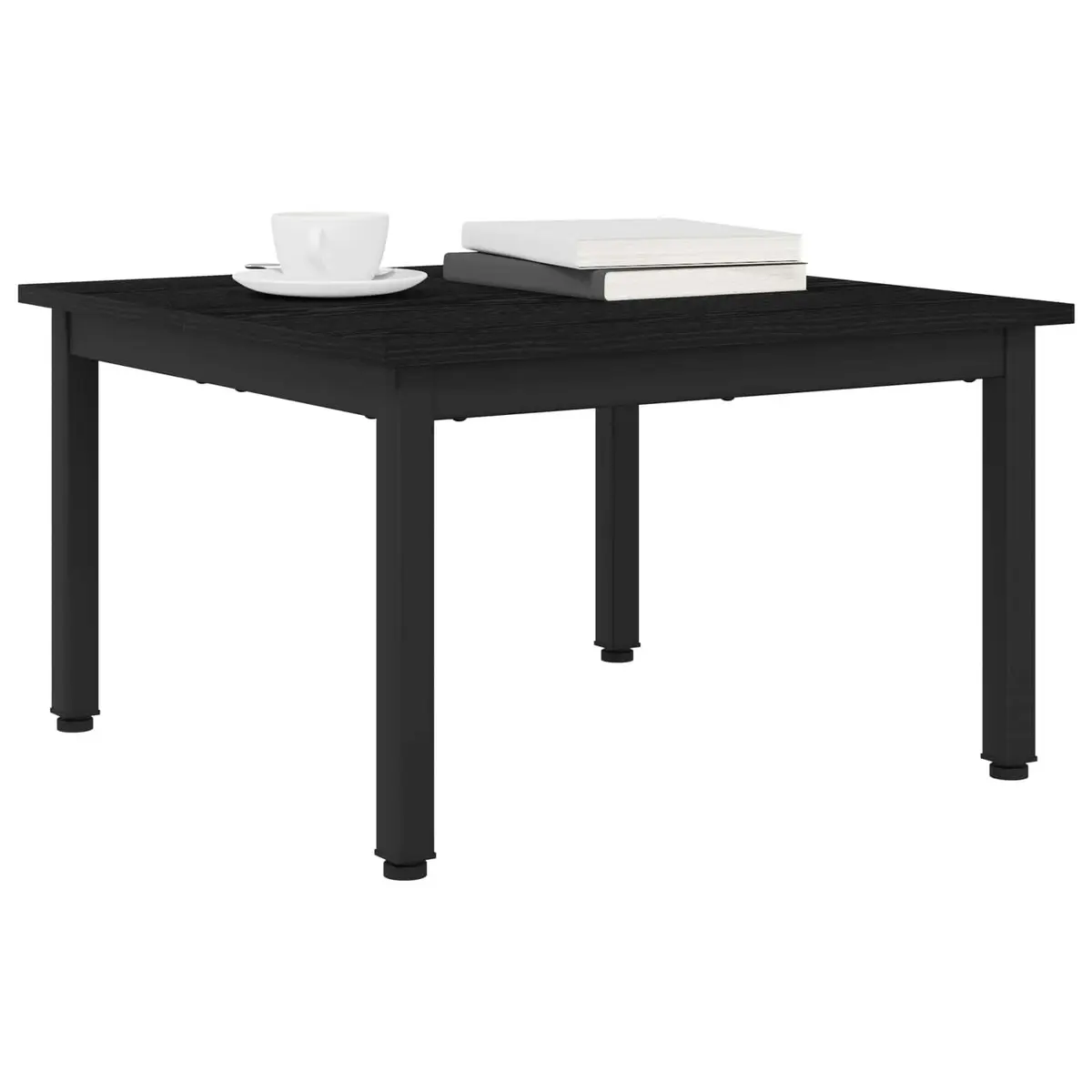 Coffee Table Black Rectangular Modern Engineered Wood with Metal Legs