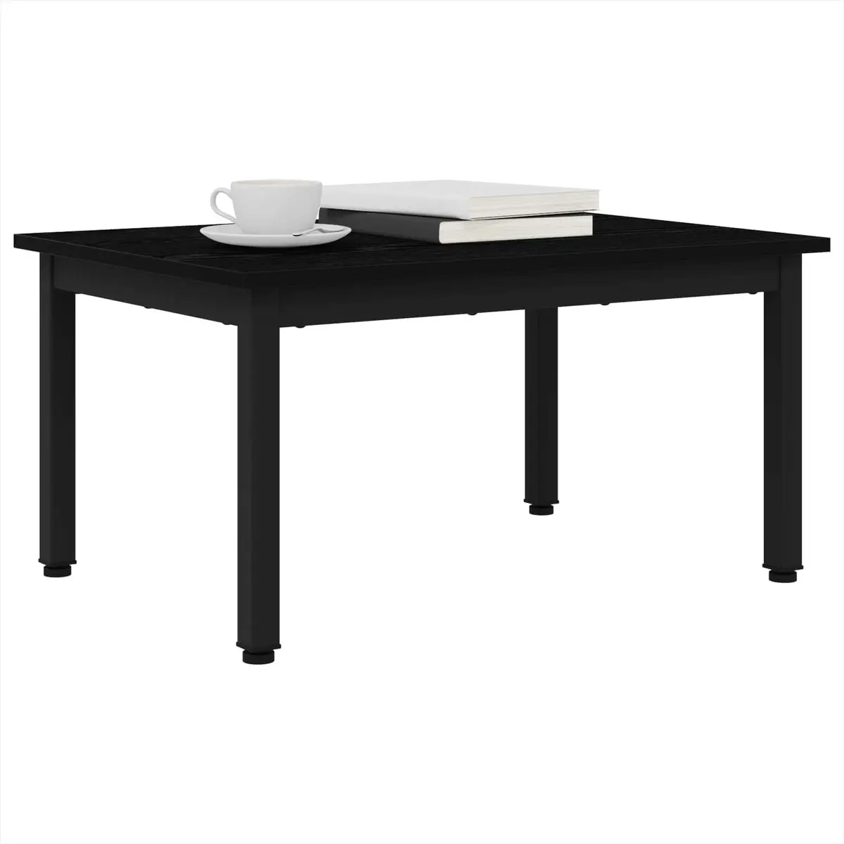 Black Coffee Table Modern Rectangular 70x50x36cm Engineered Wood and Metal