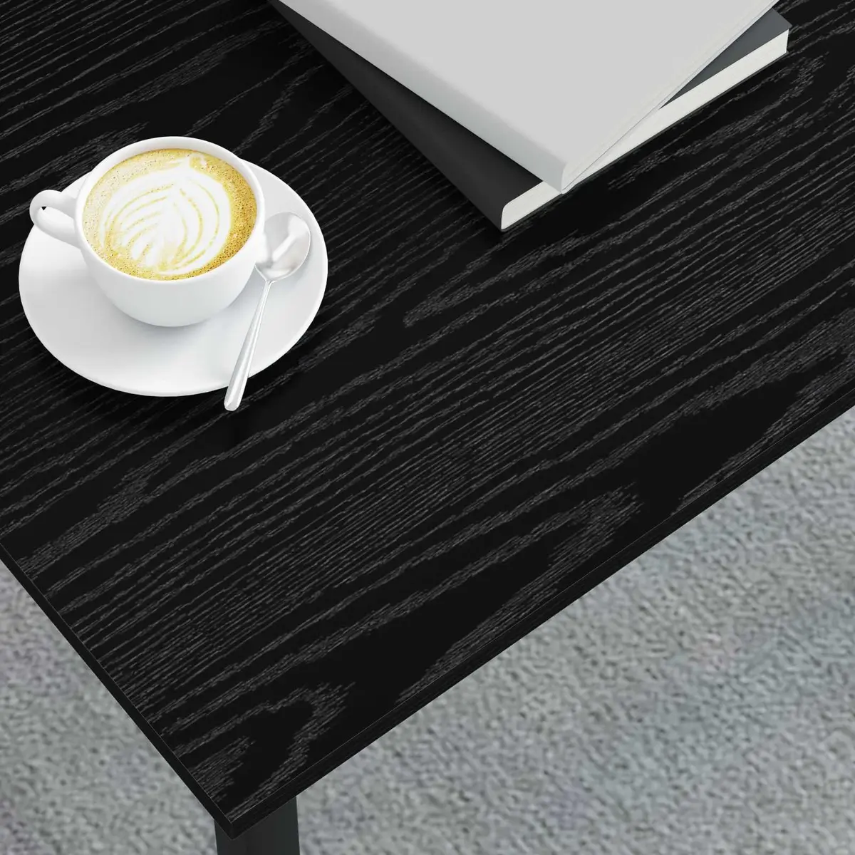 Black Coffee Table Modern Rectangular 70x50x36cm Engineered Wood and Metal