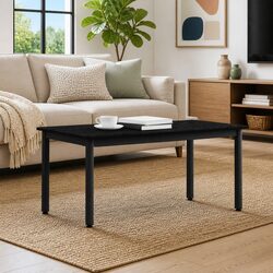 Modern Black Rectangular Coffee Table for Living Rooms