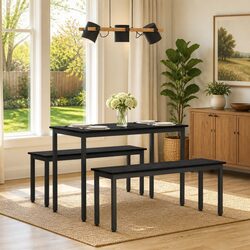 Rectangular Black Dining Bench for Modern Living Spaces