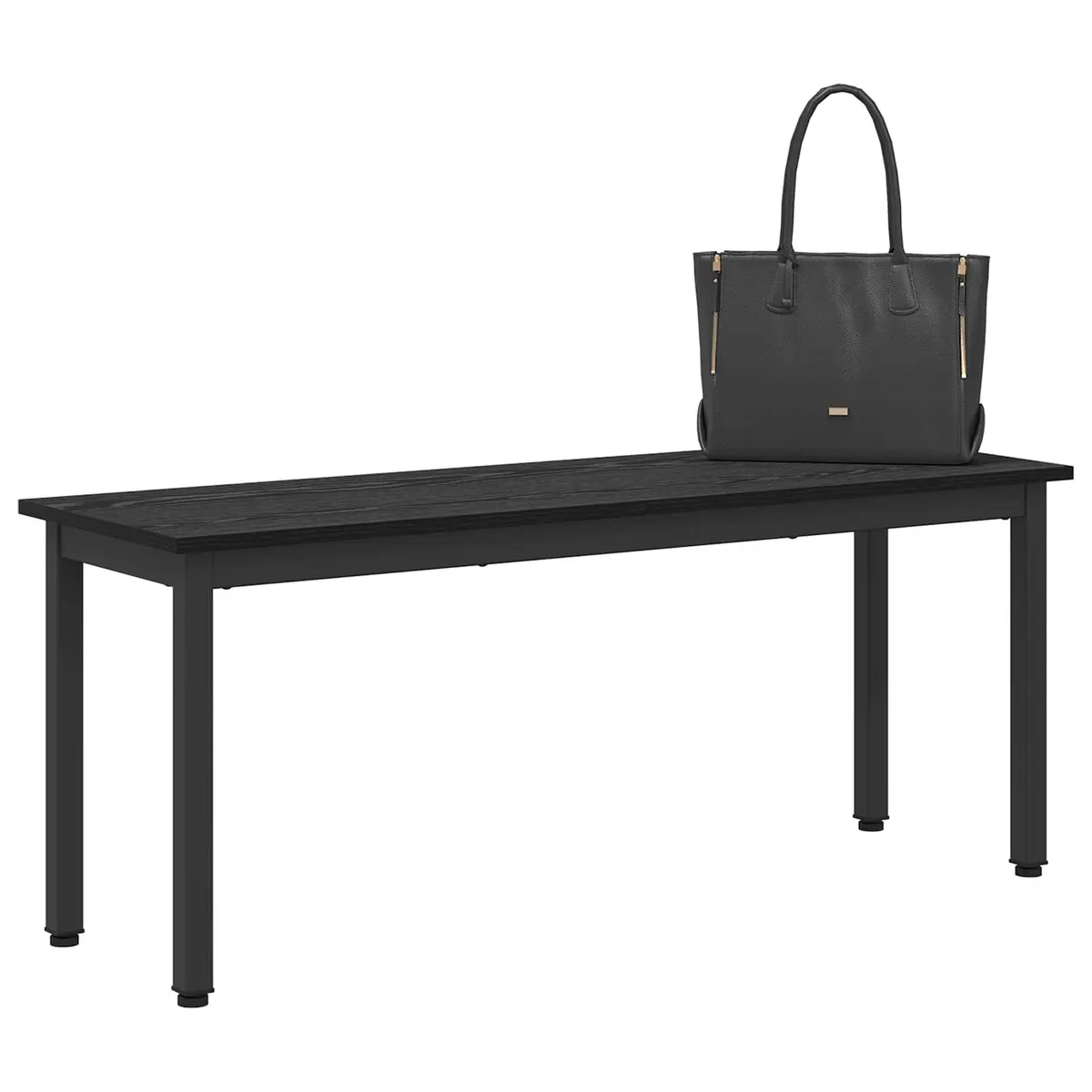 Dining Bench Black Rectangular Engineered Wood Modern