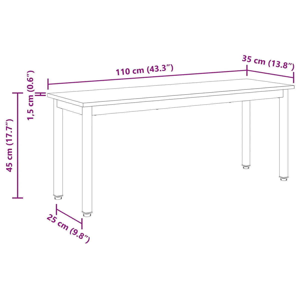 Dining Bench Black Rectangular Engineered Wood Modern