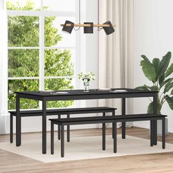 Modern Dining Bench Black Engineered Wood Rectangular Indoor Seating 160cm