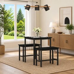 Warm Black Metal Frame Dining Table 60x60x75 cm