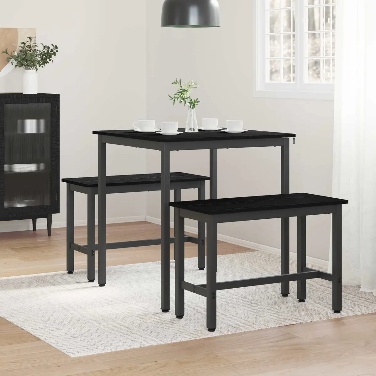 Dining Table with Black Metal Frame
