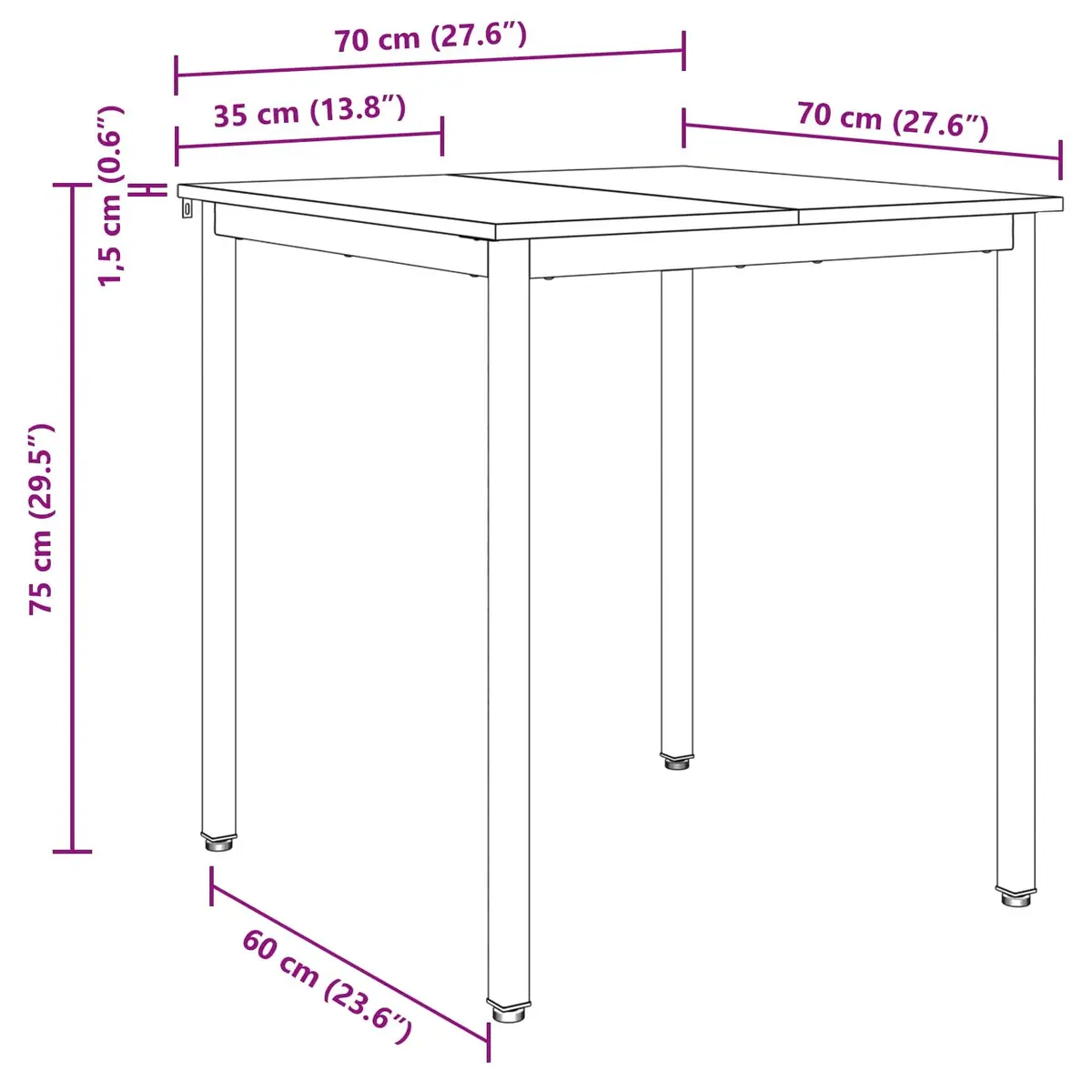Dining Table with Black Metal Frame