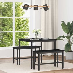 Dining Table 80x80x75cm Black Metal Frame Engineered Wood Kitchen Furniture