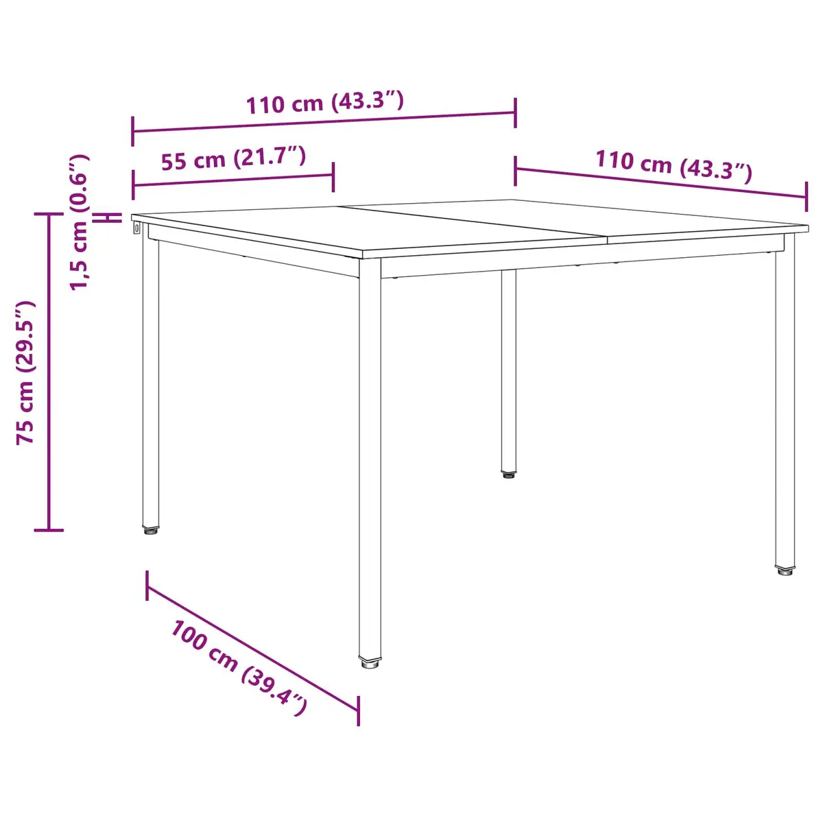 Dining Table with Engineered Wood Surface
