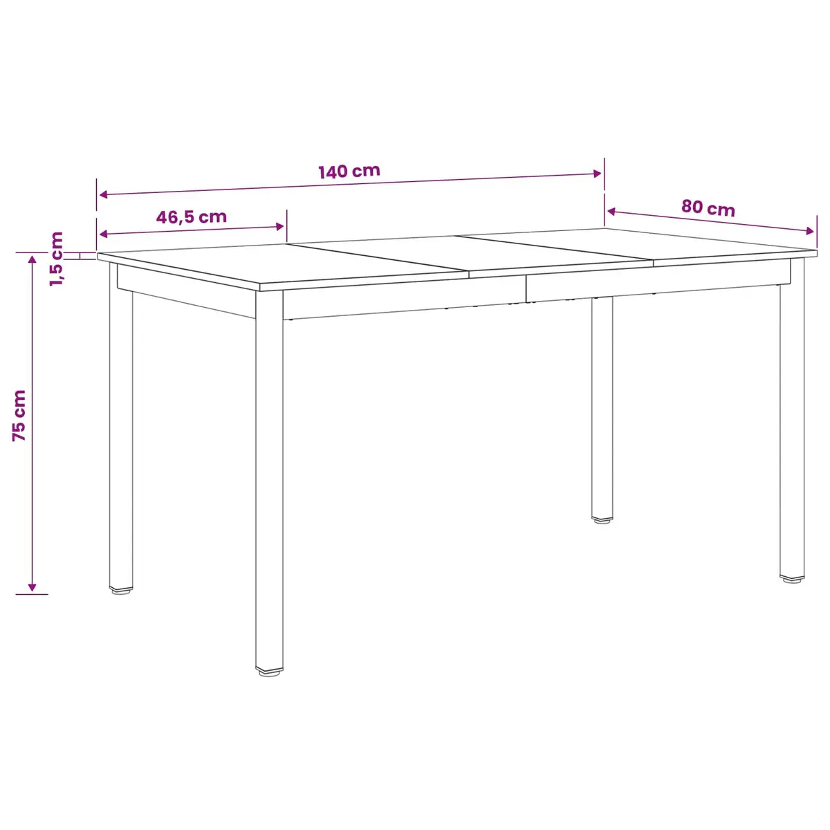 Rectangular Dining Table 140x80x75cm