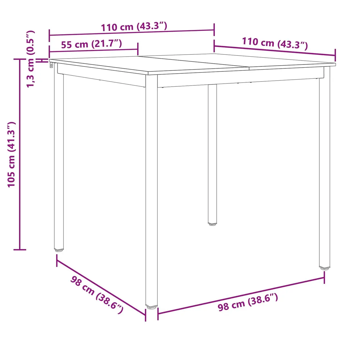 Standing Bar Table Rectangular Dining Kitchen Modern Black Engineered Wood