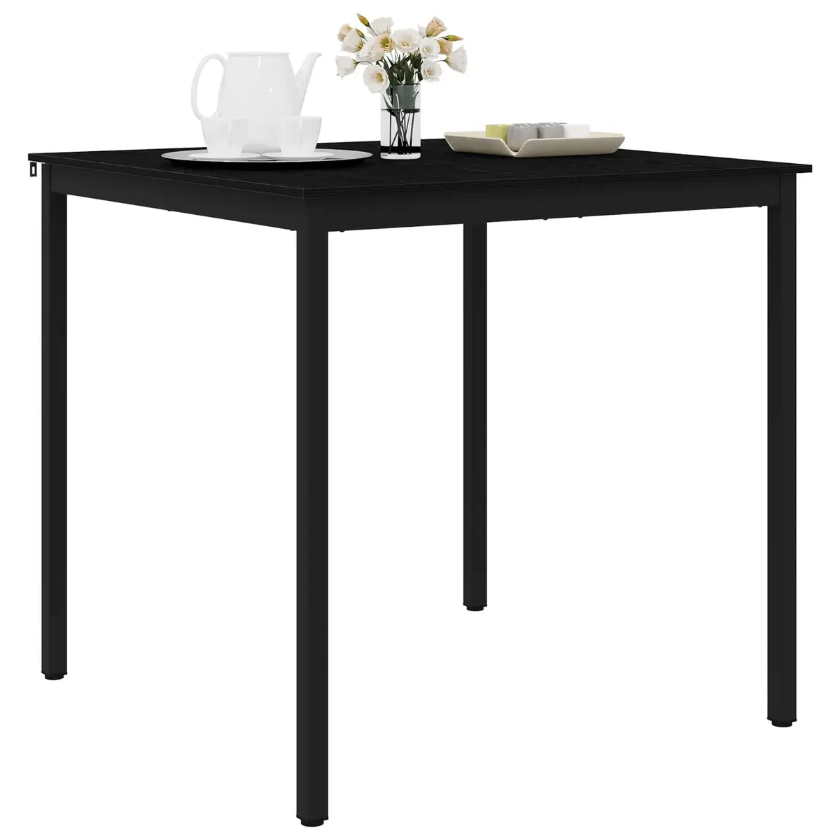 Standing Bar Table Rectangular Dining Kitchen Modern Black Engineered Wood