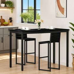 Modern Black Engineered Wood Bar Table for Dining