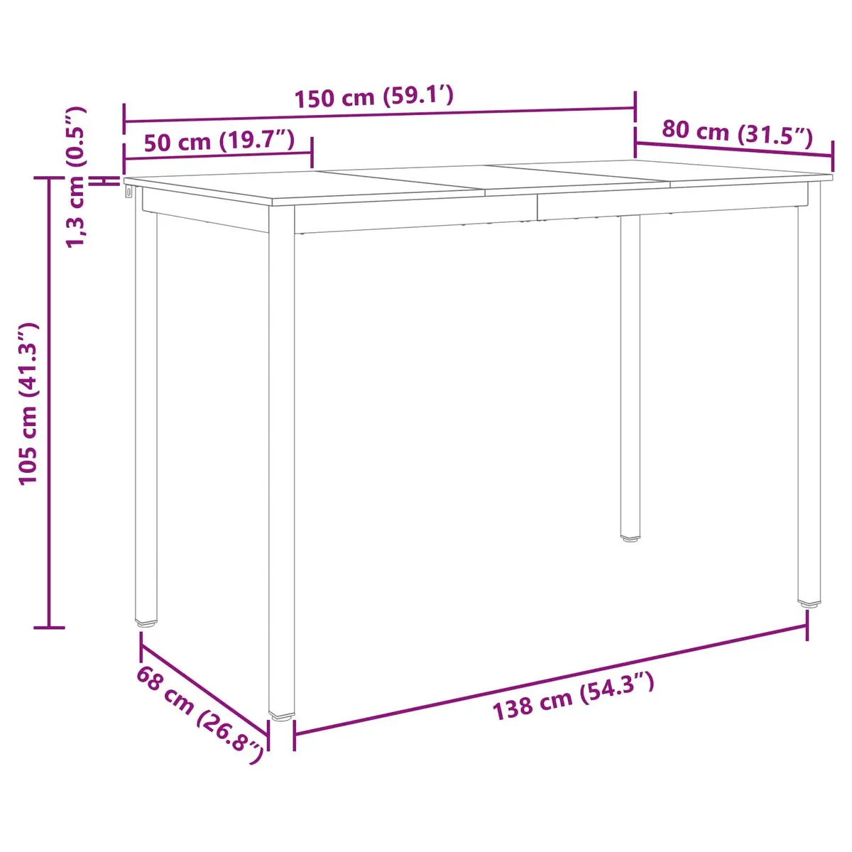 Black Engineered Wood Bar Table for Dining