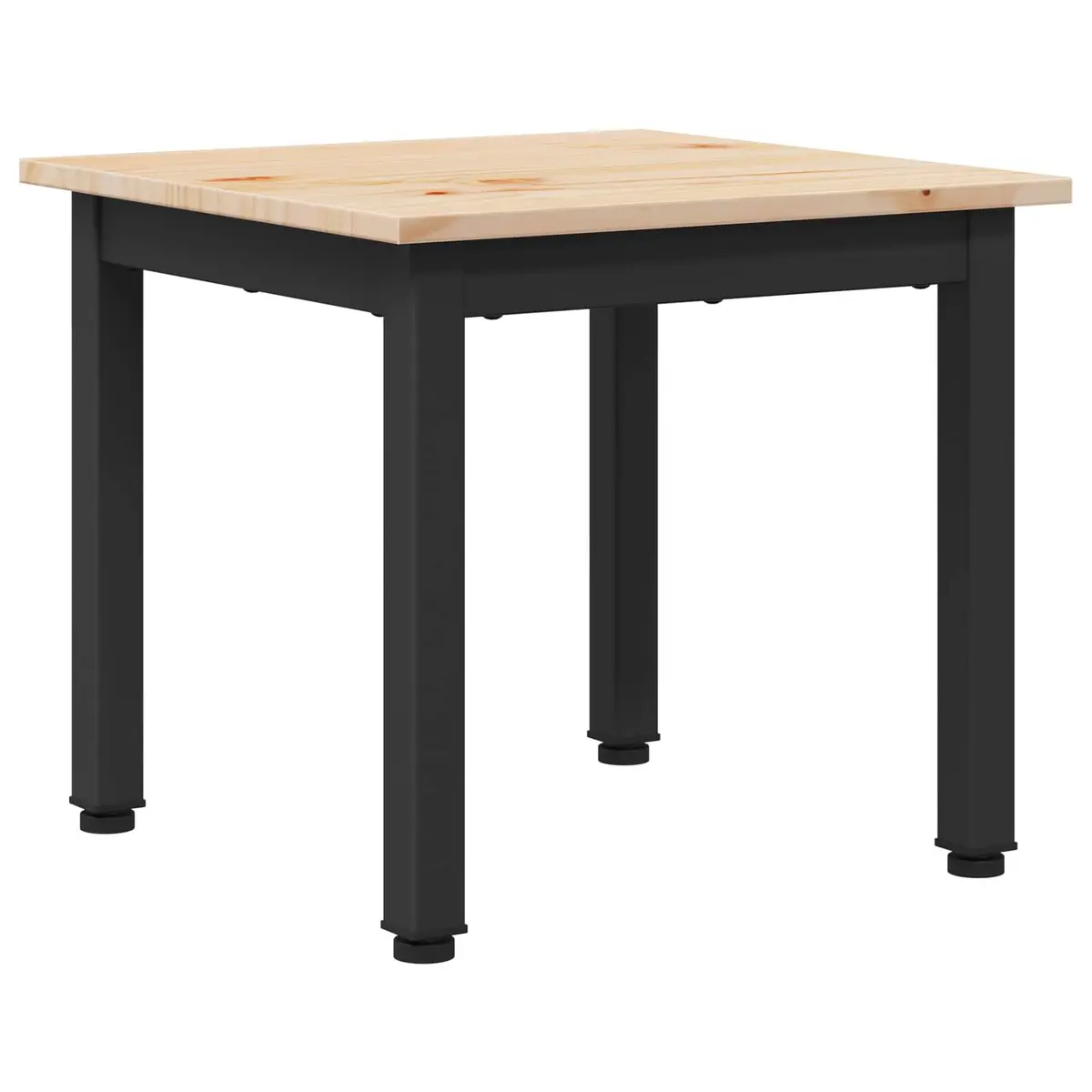 Coffee Table Modern Design Solid Pine Wood Top Metal Legs Brown Living Room