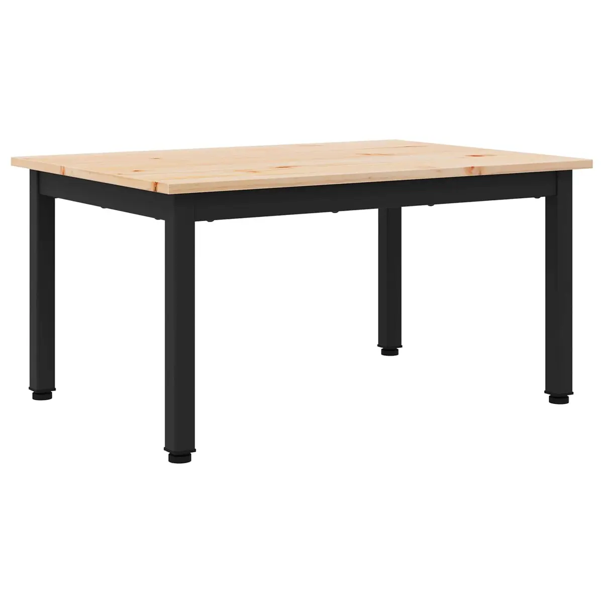 Pine Wood Coffee Table with Metal Legs