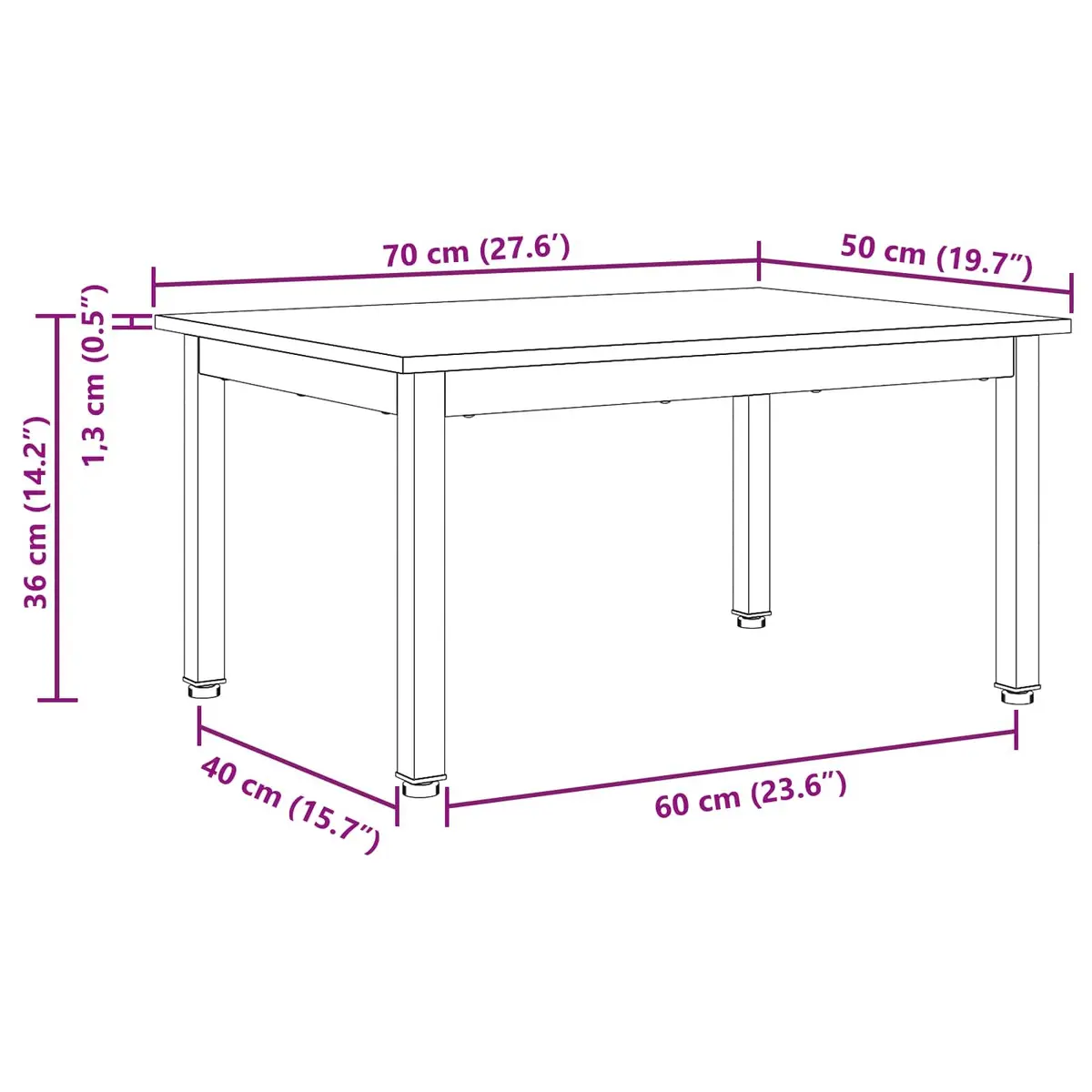 Pine Wood Coffee Table with Metal Legs