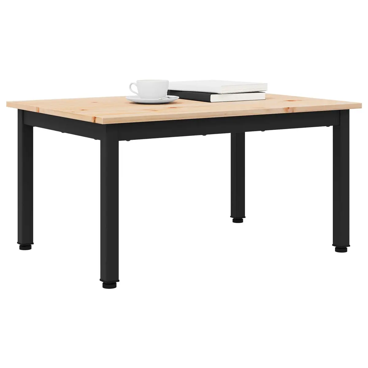 Pine Wood Coffee Table with Metal Legs